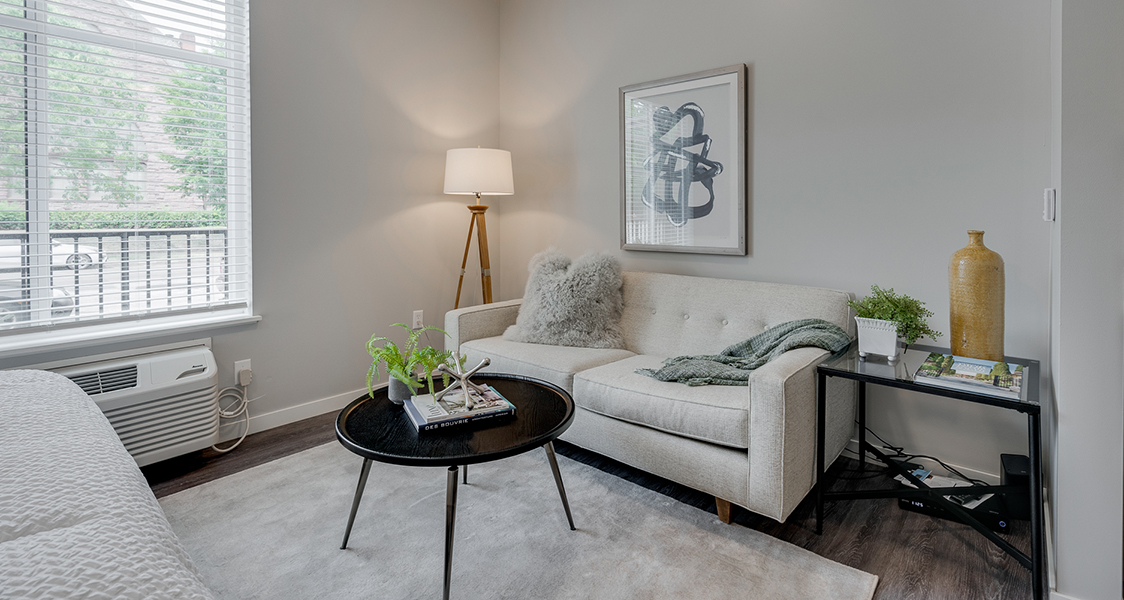 an apartment living room looking at the tv