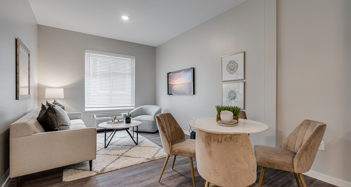 an apartment dining area